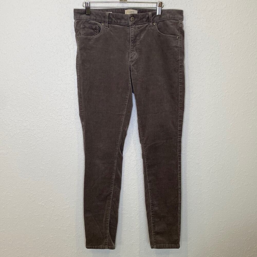 LOFT Outlet Curvy Skinny Women’s Gray Baby Corduroys EUC Sz 14 Cotton Stretch